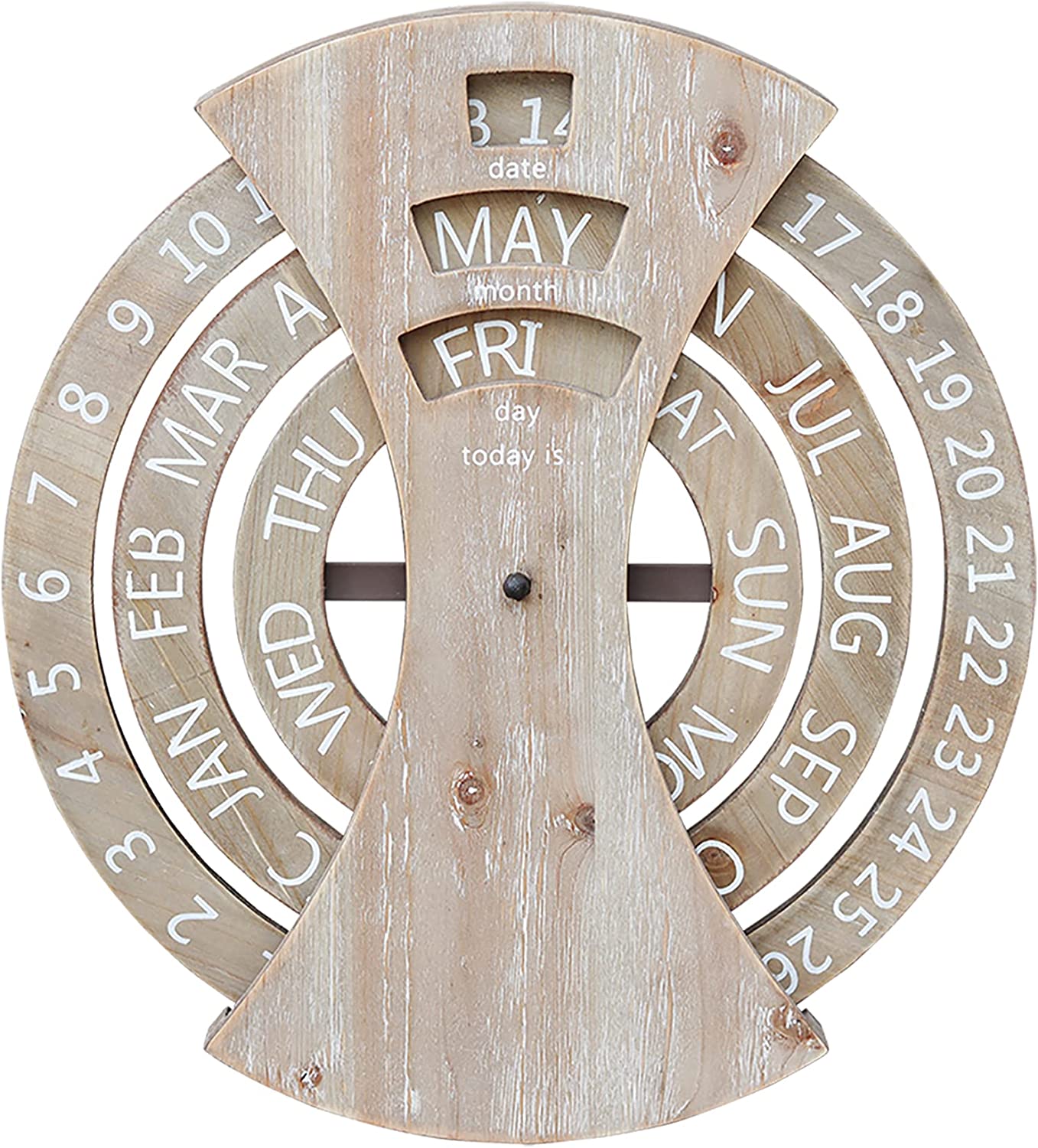 Rustic Wood Wall Mounted Spin Perpetual Calender