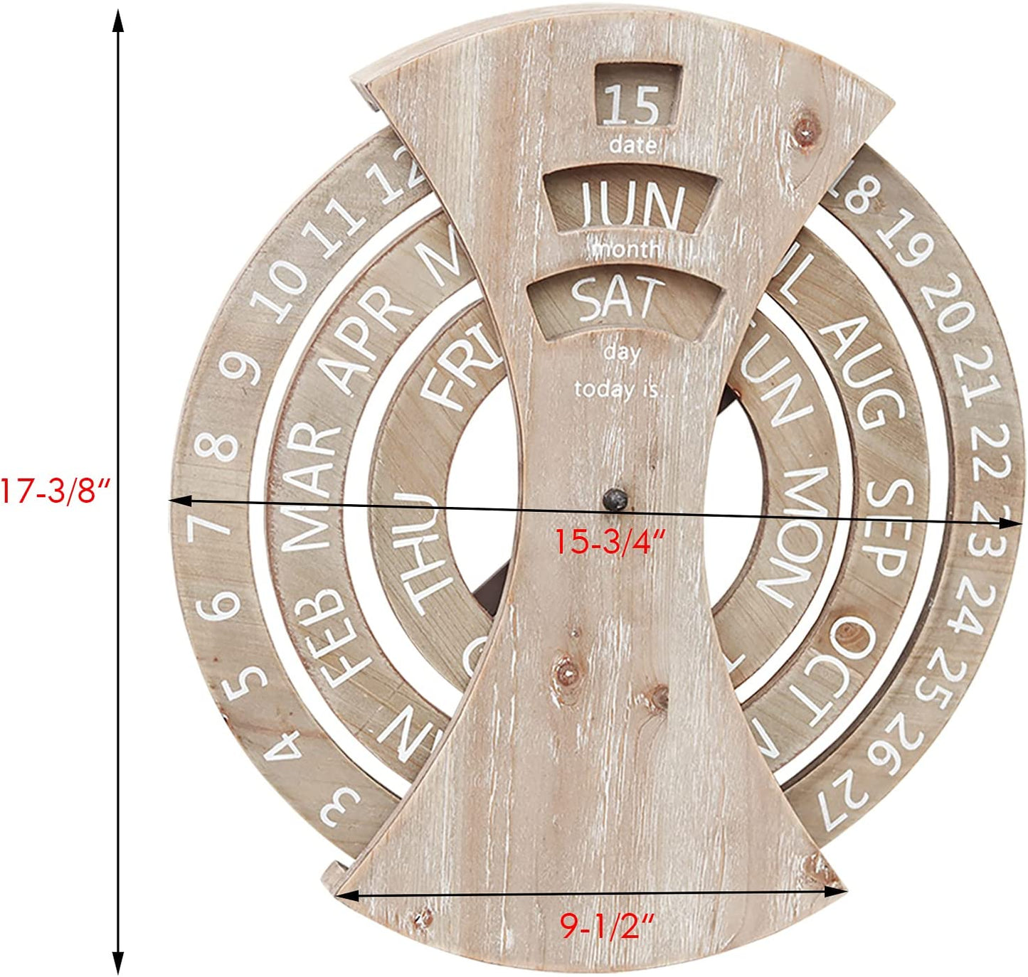 Rustic Wood Wall Mounted Spin Perpetual Calender