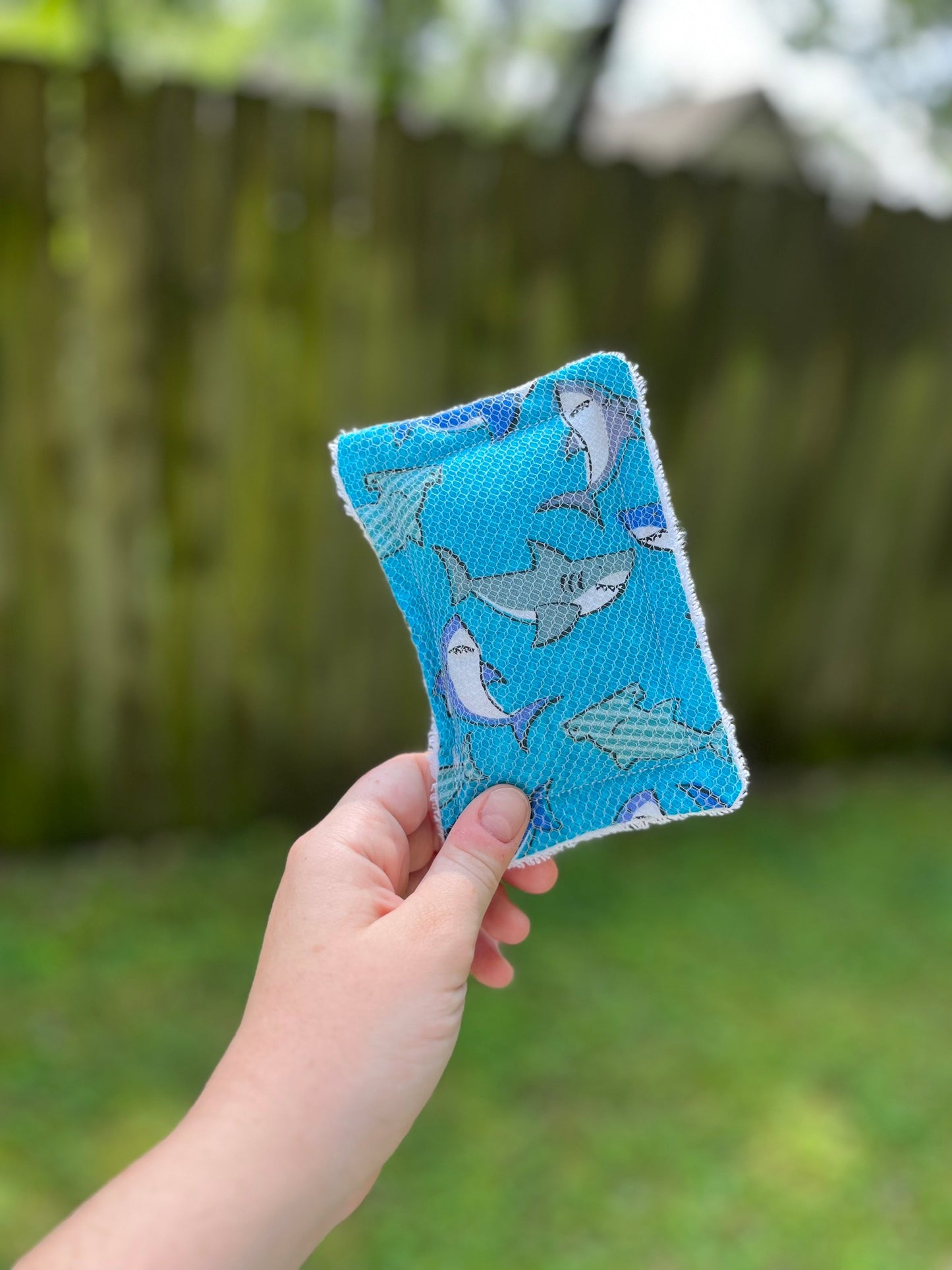 Blue shark kitchen sponge