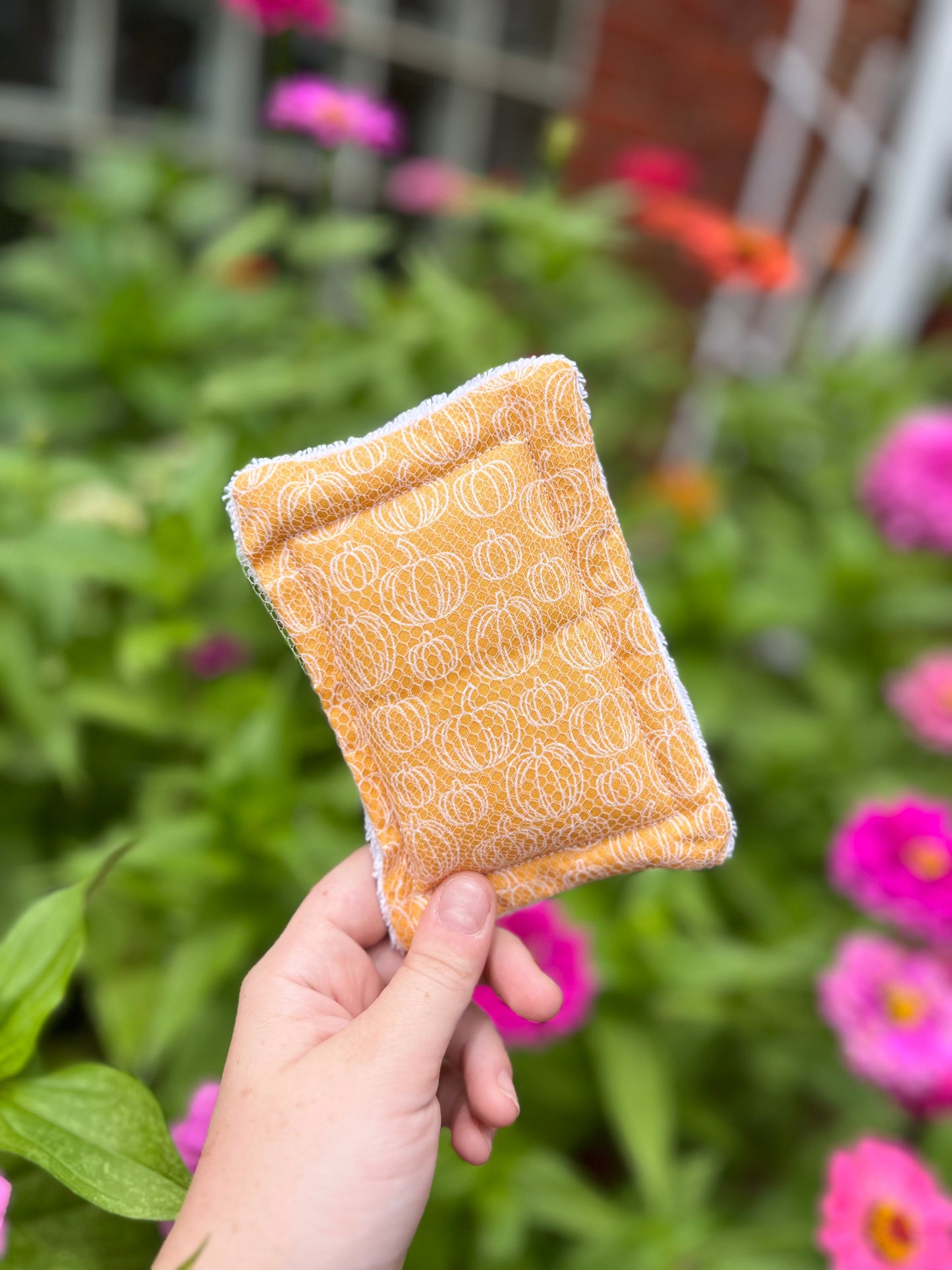 Orange pumpkin fall washable sponge