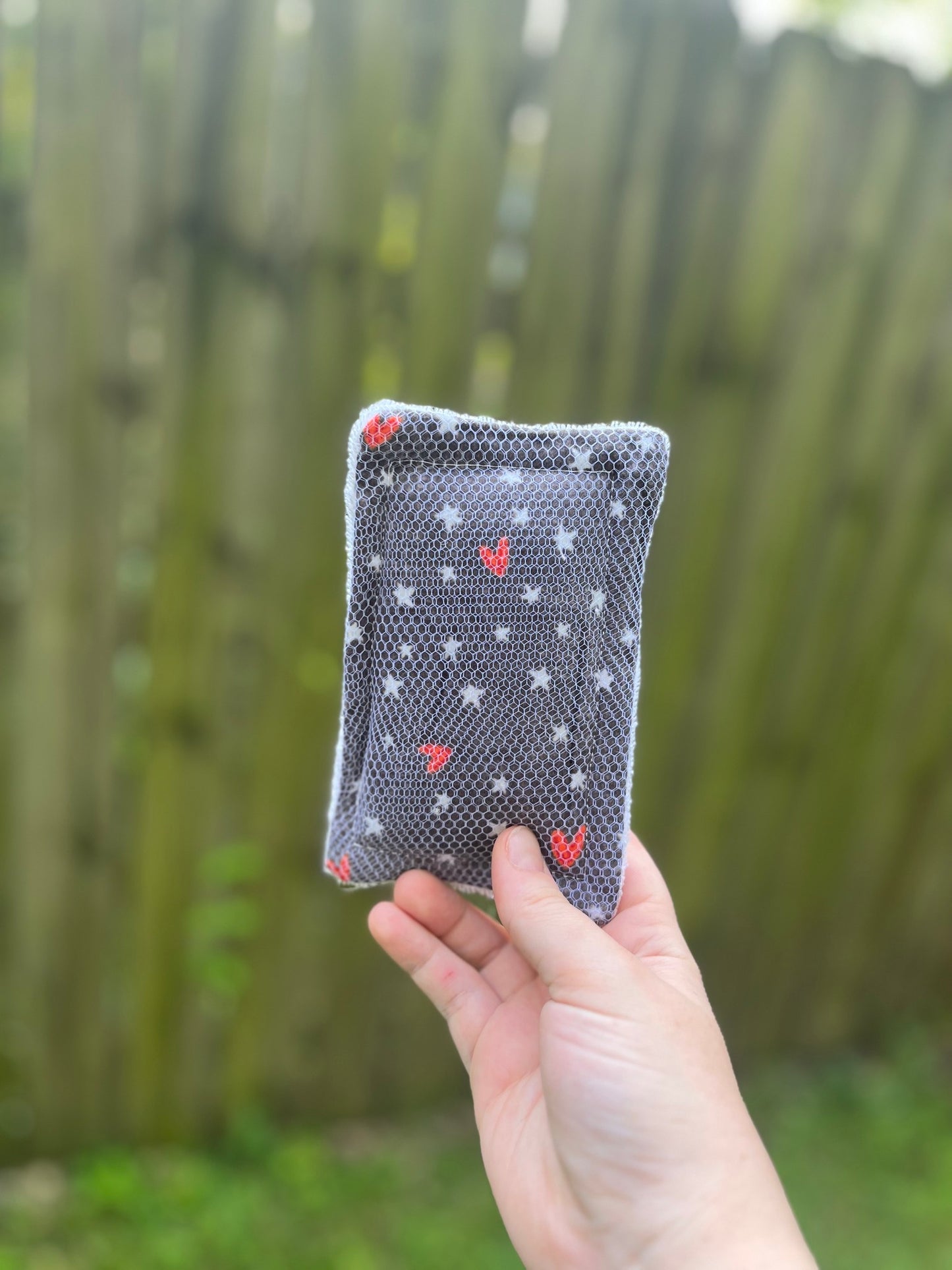 black and red heart kitchen sponge