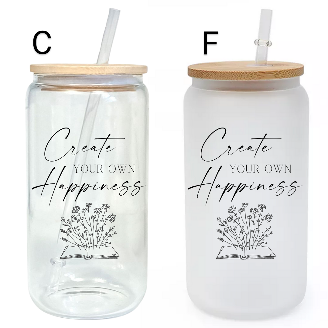 happiness comes from within tumbler clear and foggy options