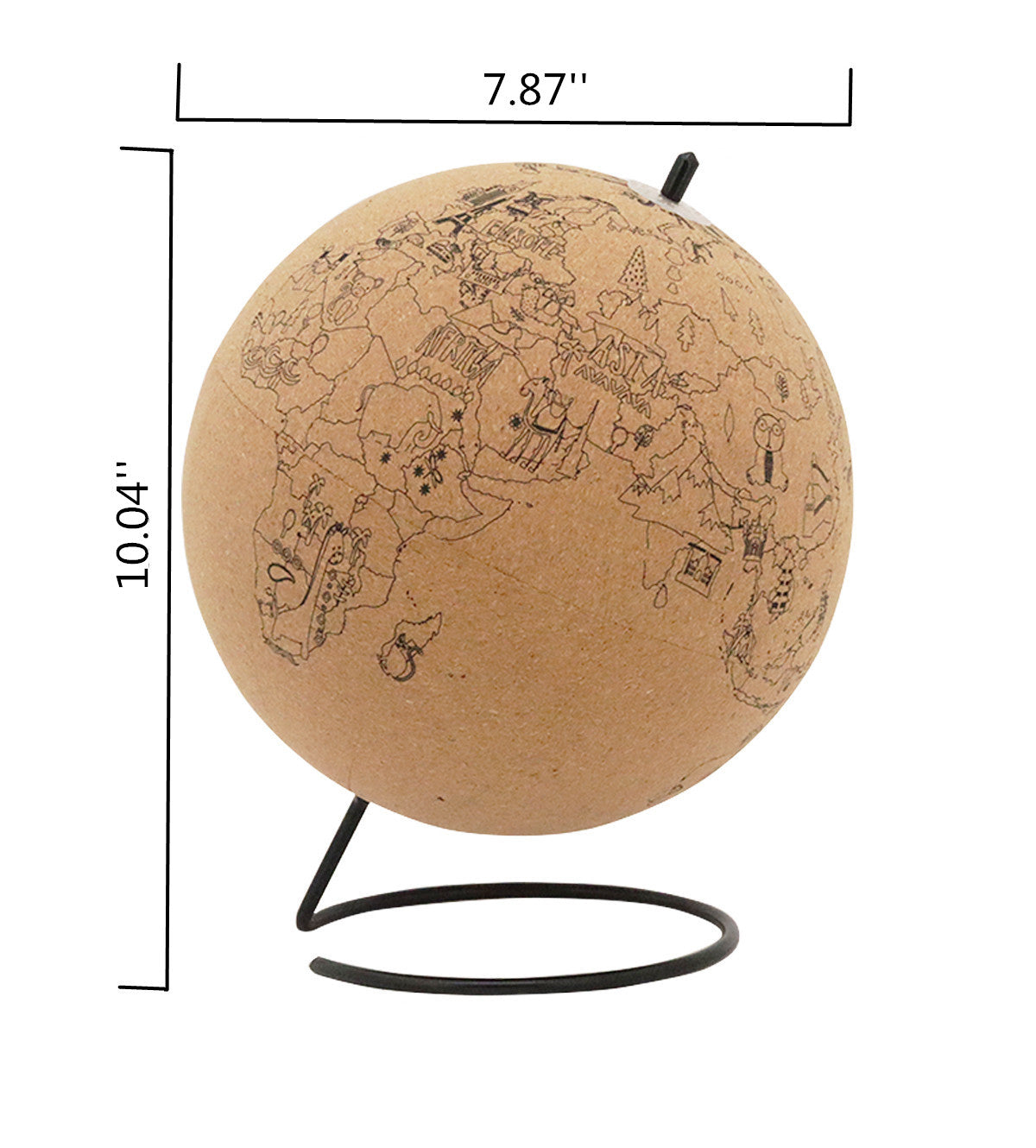 cork globe on the world with push pin set.