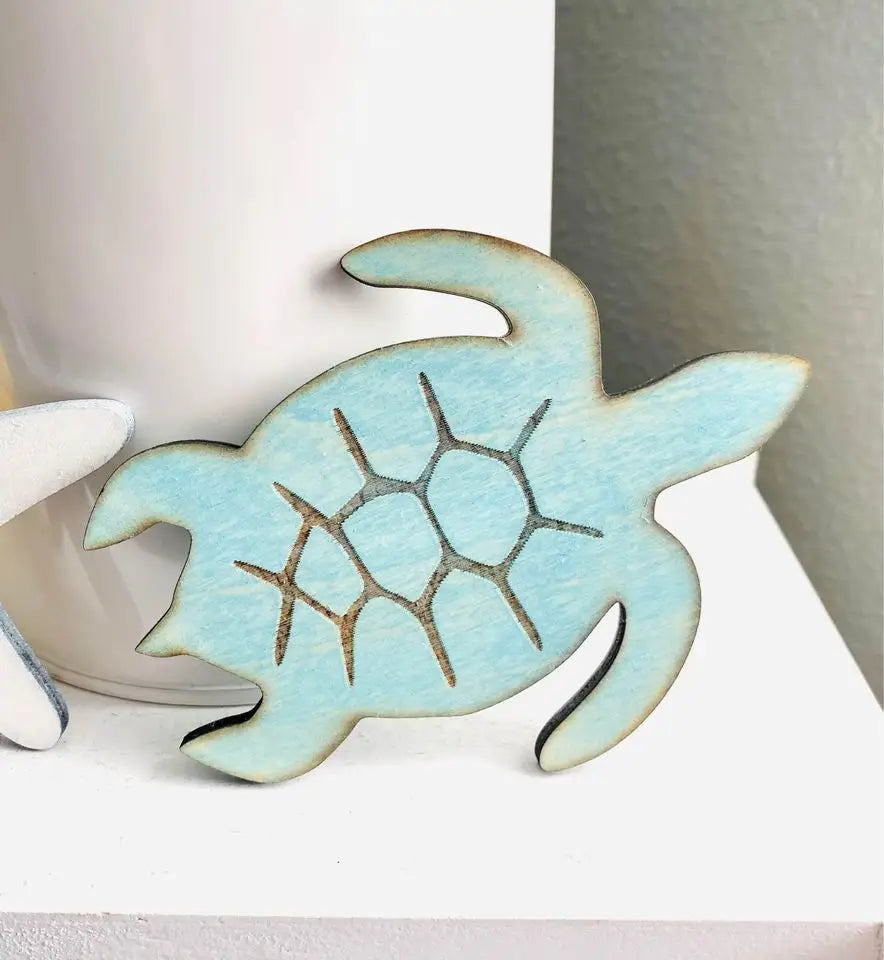 Light blue wood turtle coaster