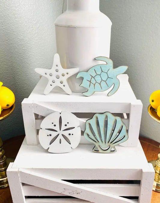 Four coastal beach themed coaster set