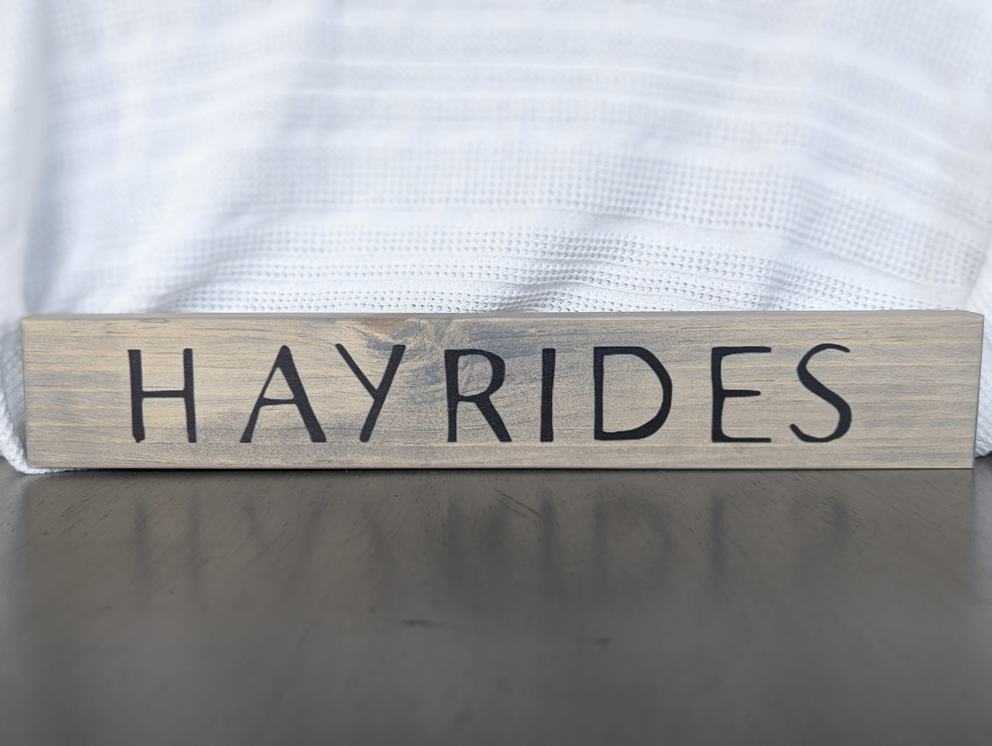 Grey stained hayrides fall Wood sign
