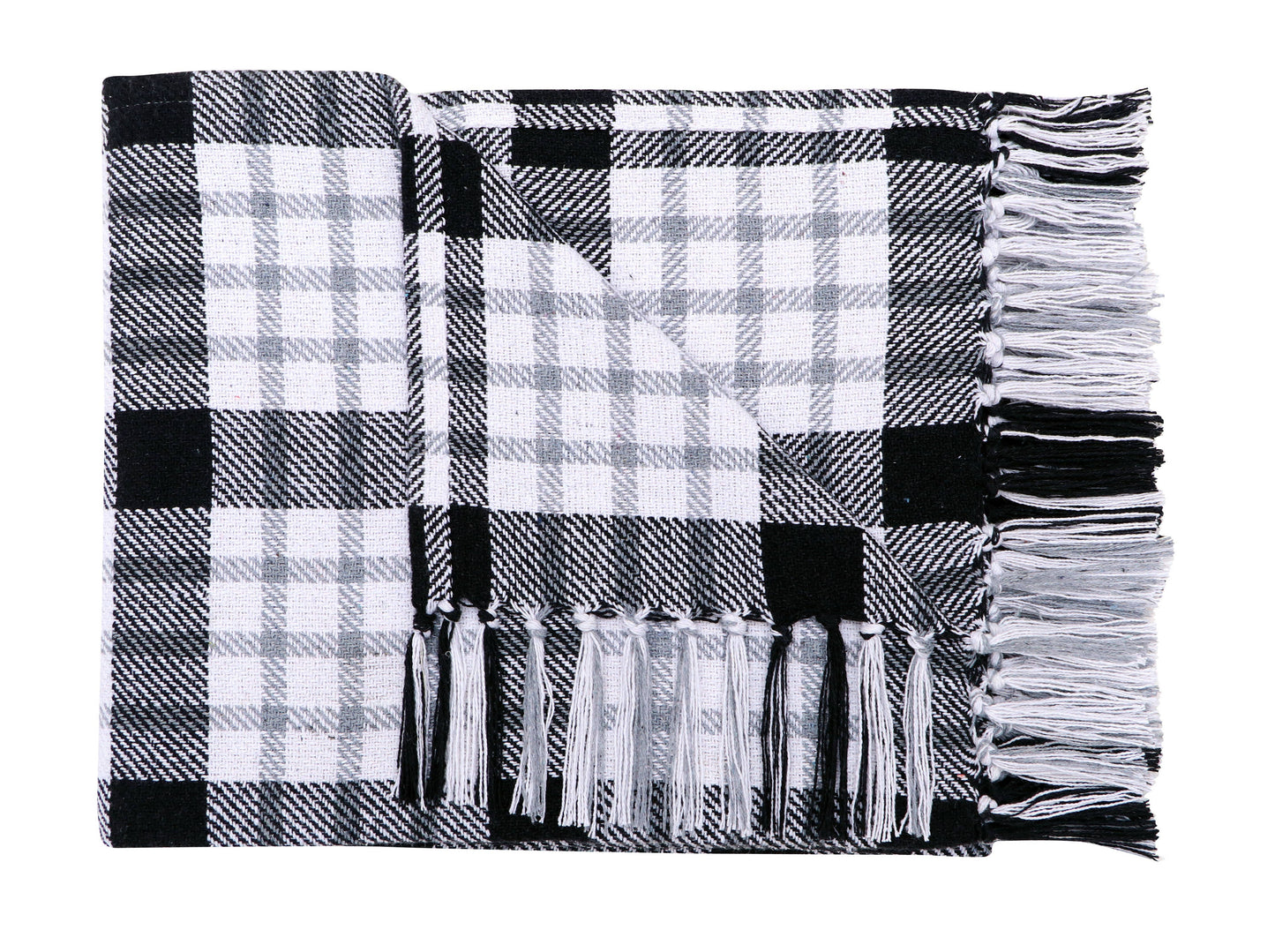 Hand Woven Cotton Buffalo Plaid Throw Blanket