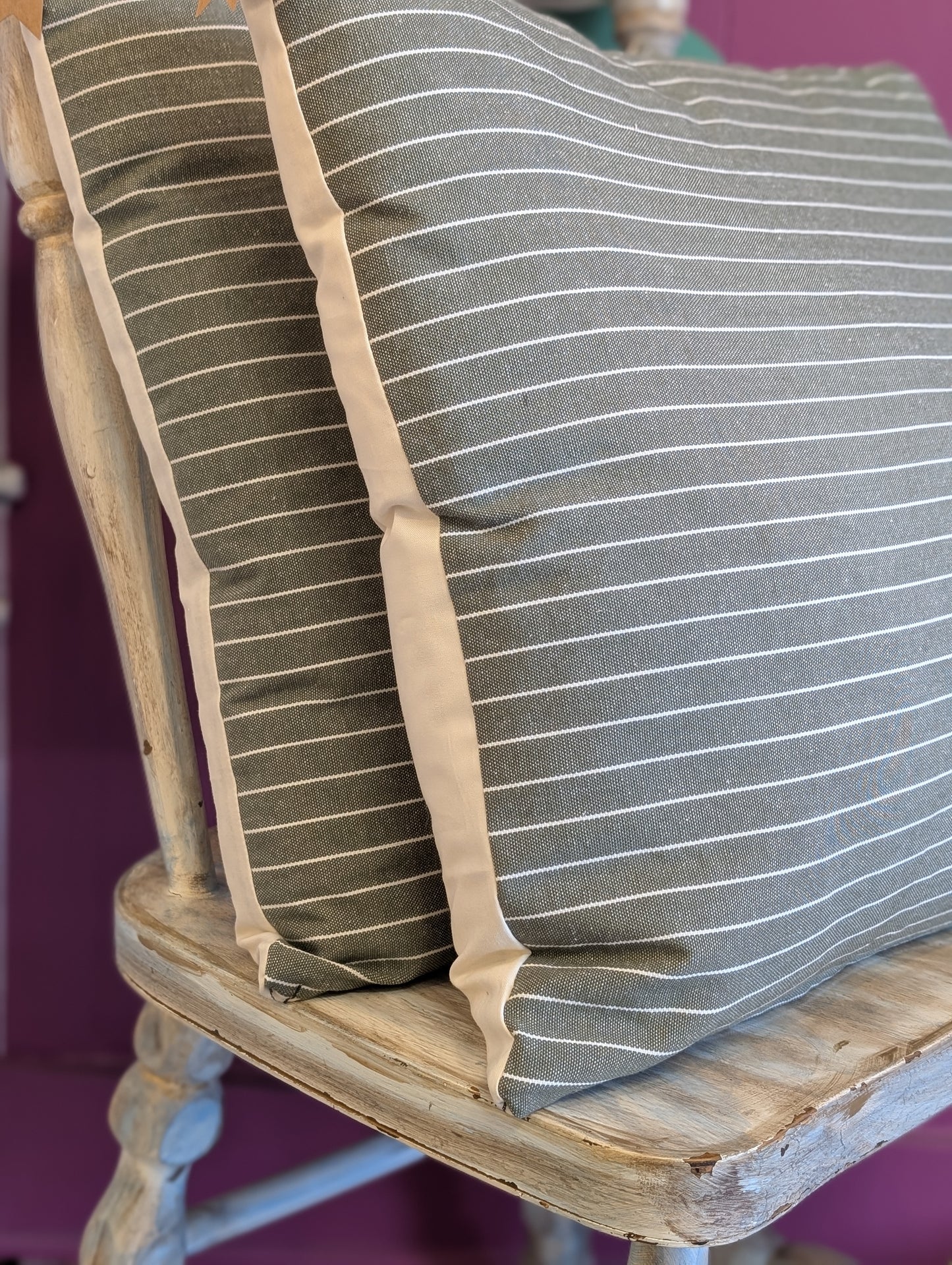 Green Striped Pillow