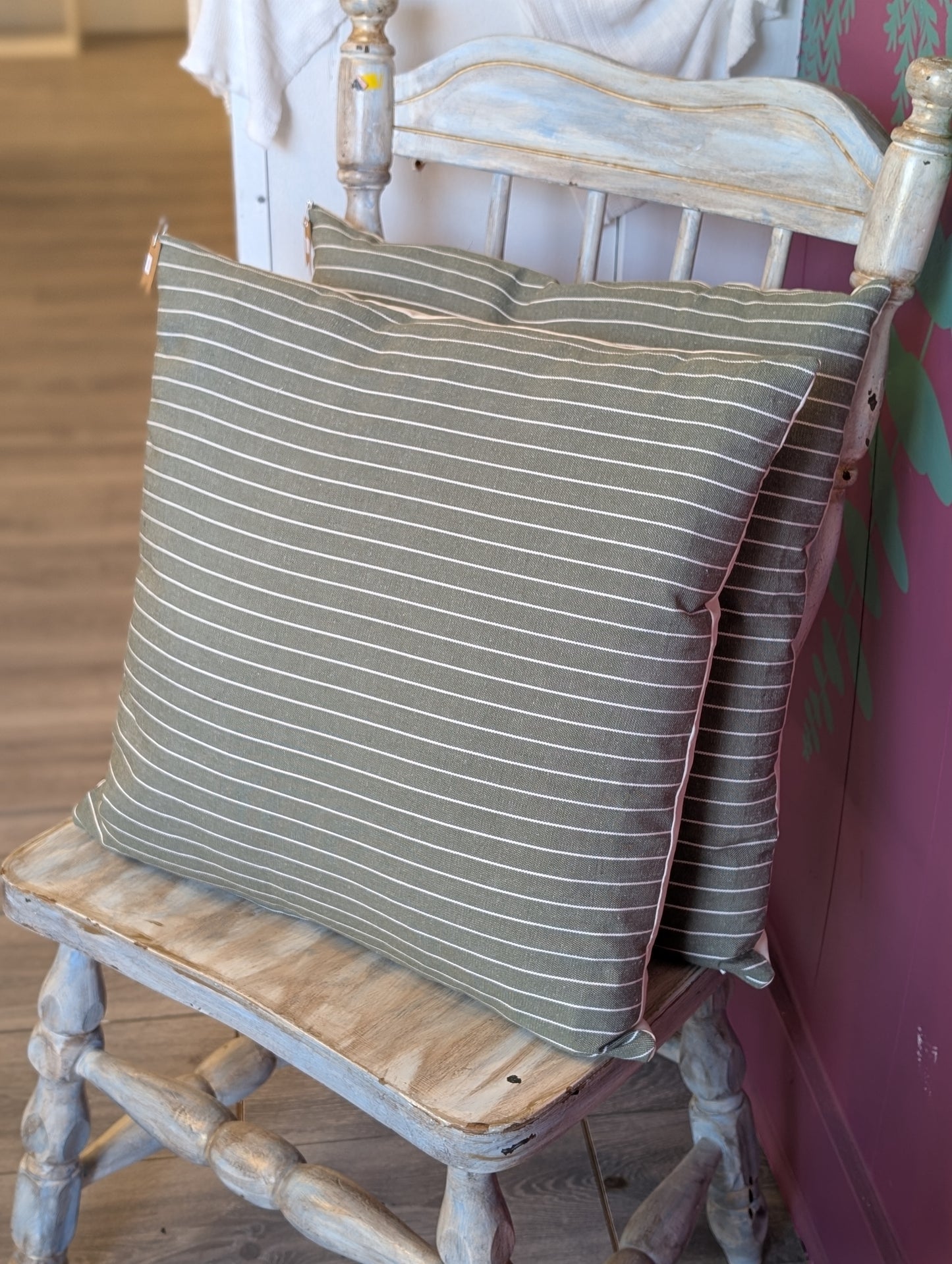 Green Striped Pillow