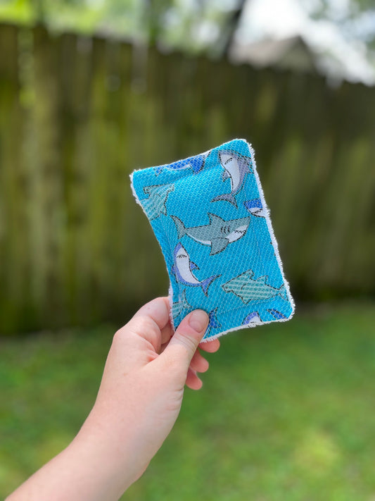 Blue shark kitchen sponge