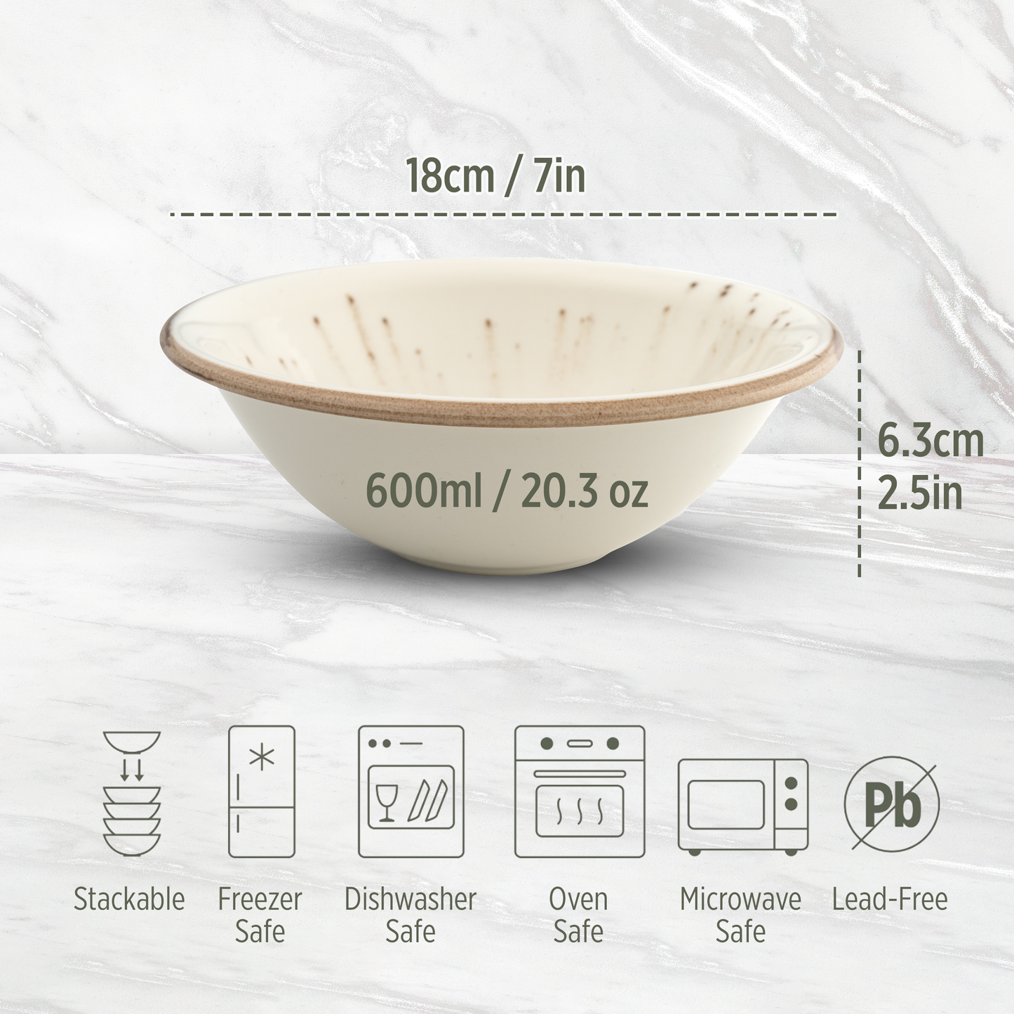 White Speckled Porcelain Soup Bowl