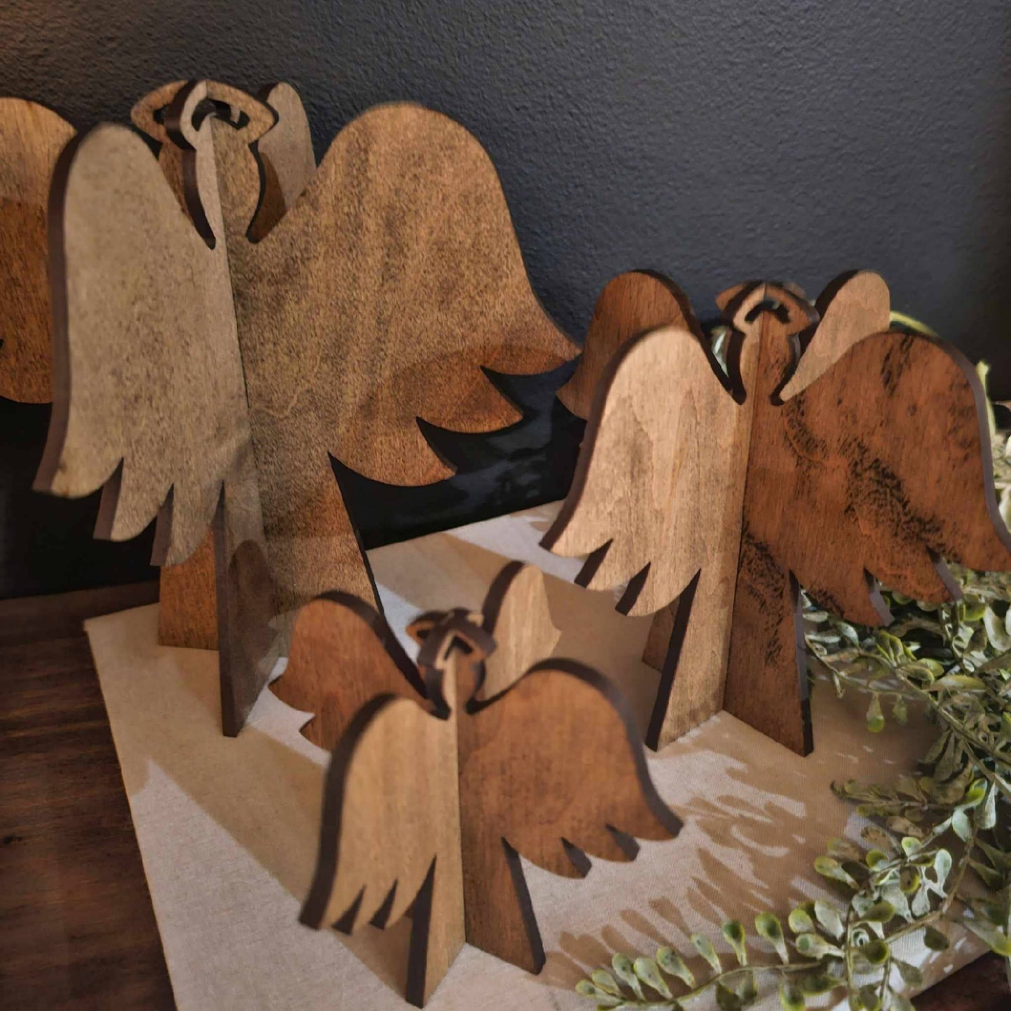 3d wood angels