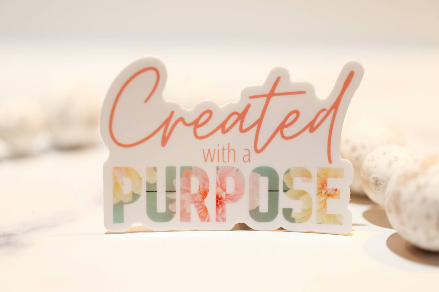 Created With A Purpose White, Vinyl Sticker