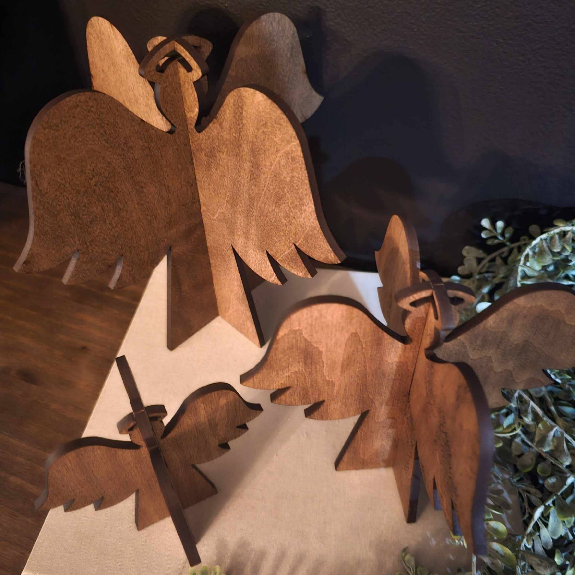 3d wood angels