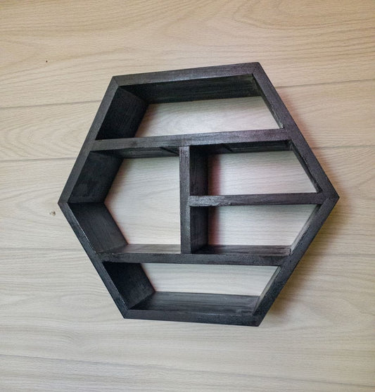 floating hexagon shelf in black