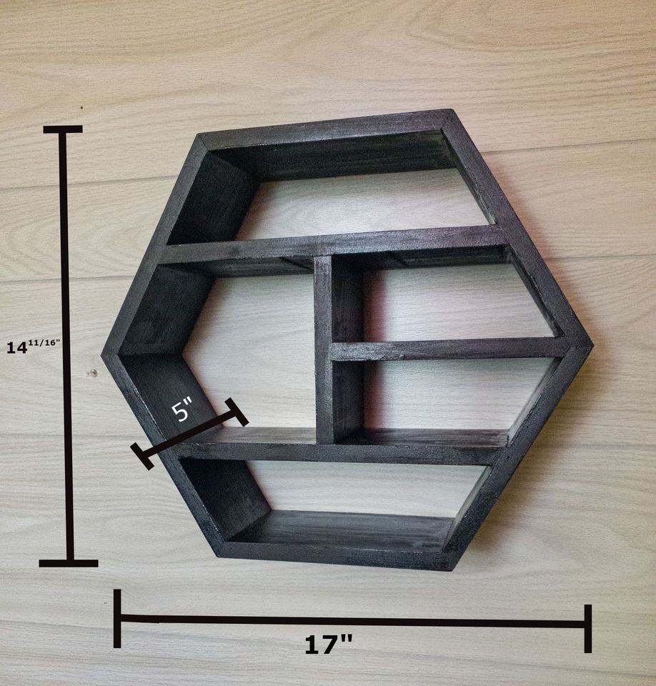 floating geometric honeycomb shelf for collectables