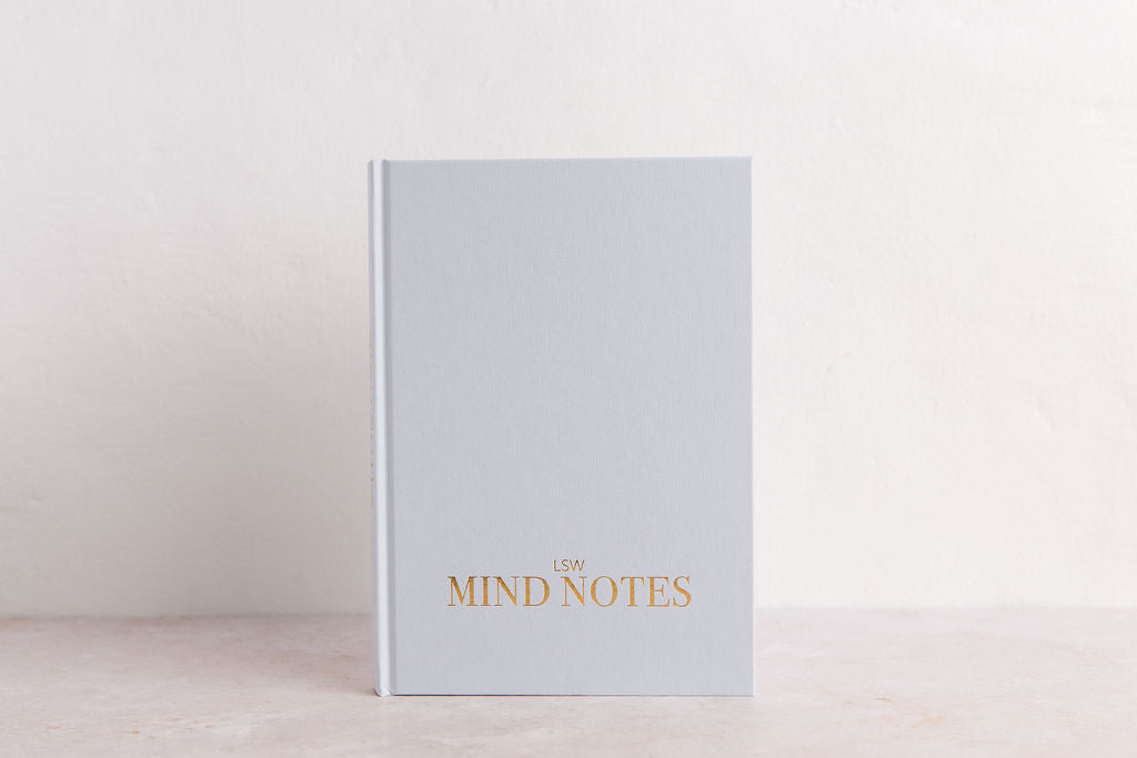 daily wellbeing, mindfulness, and gratitude journal light blue with prompts