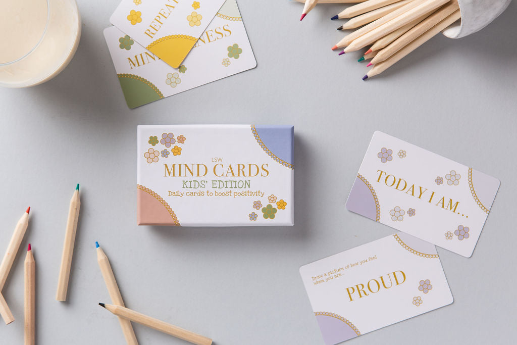 Set of kids mind cards on table