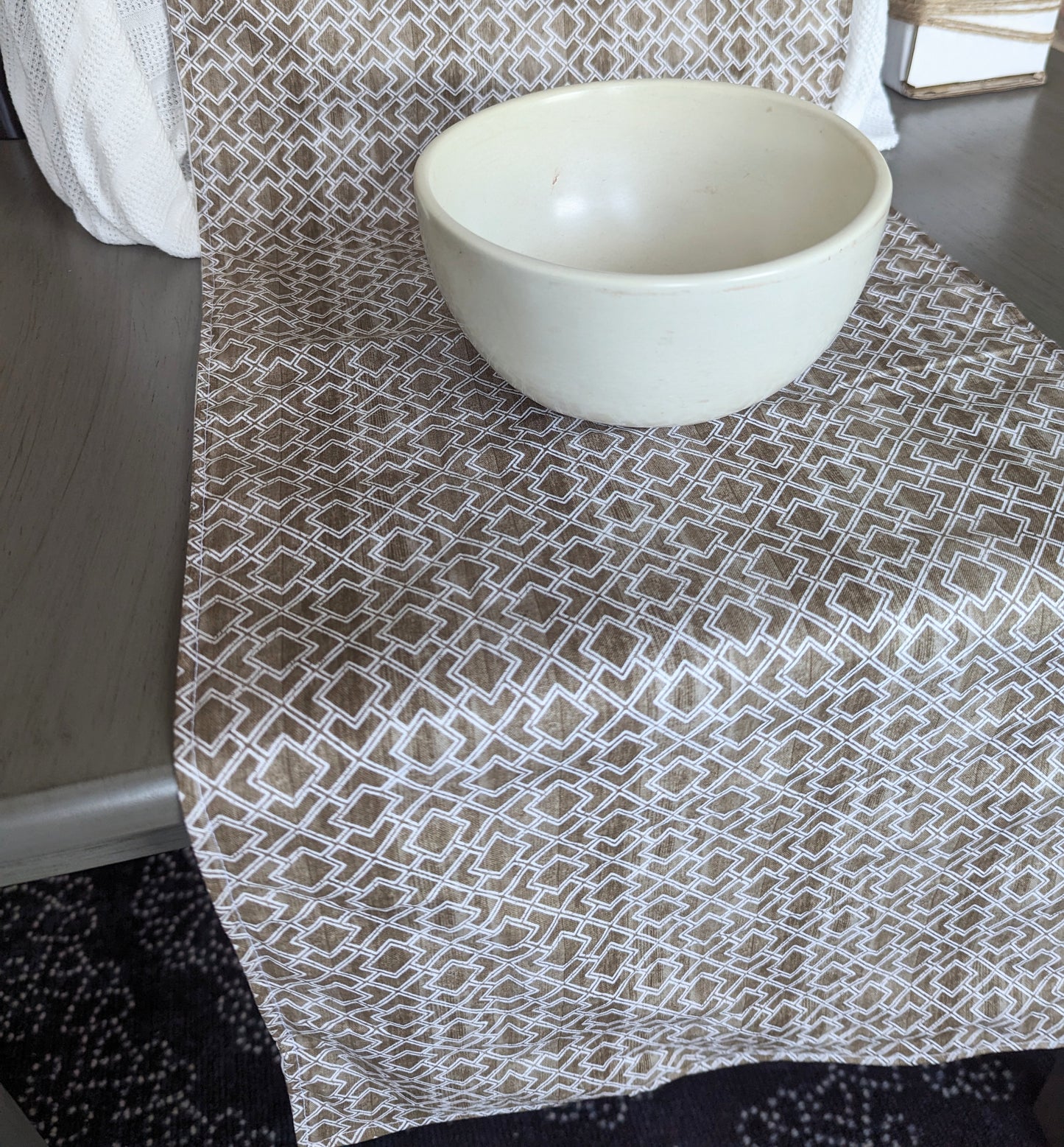 Brown Patterned Table Runner