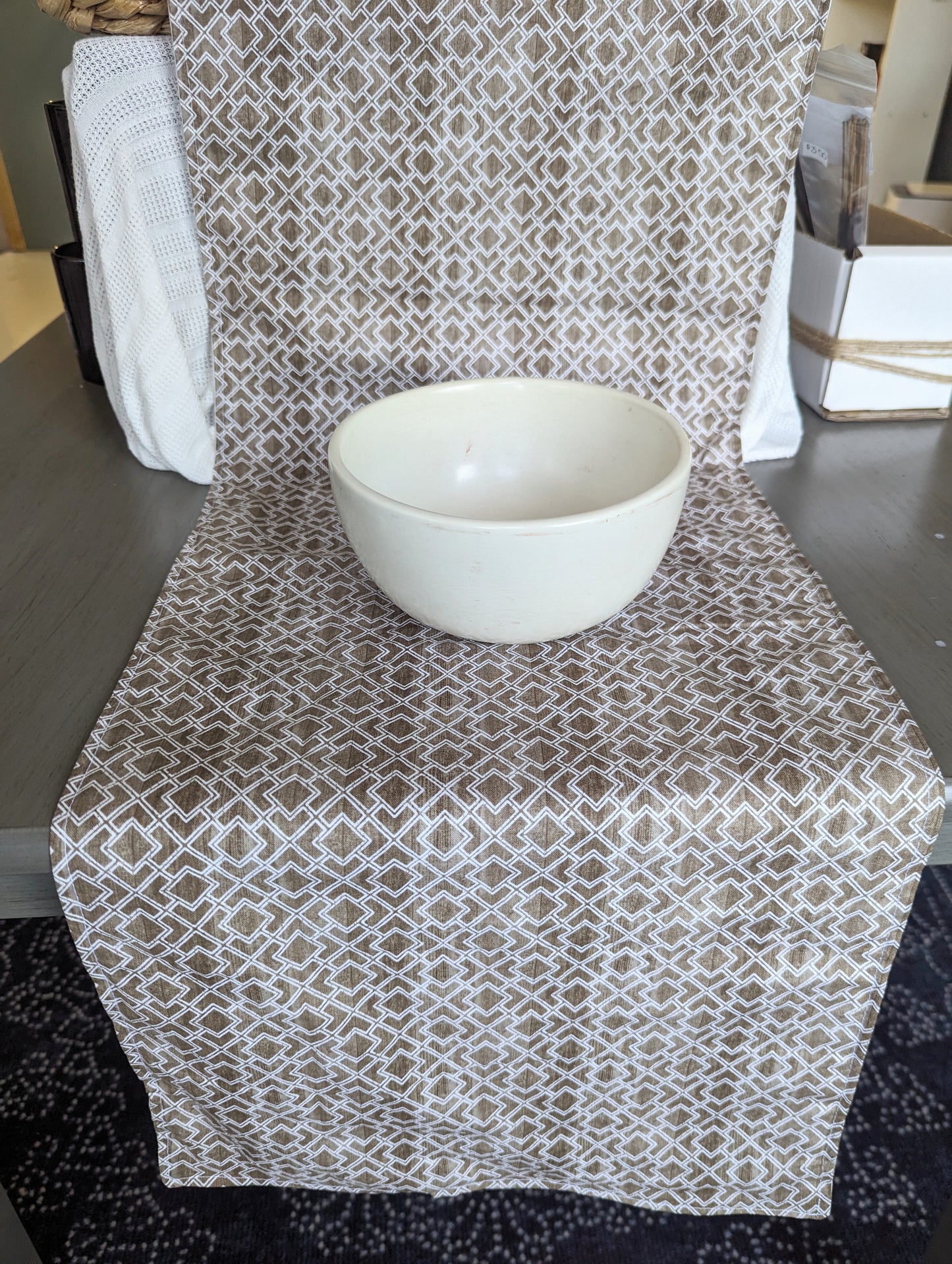 Brown Patterned Table Runner