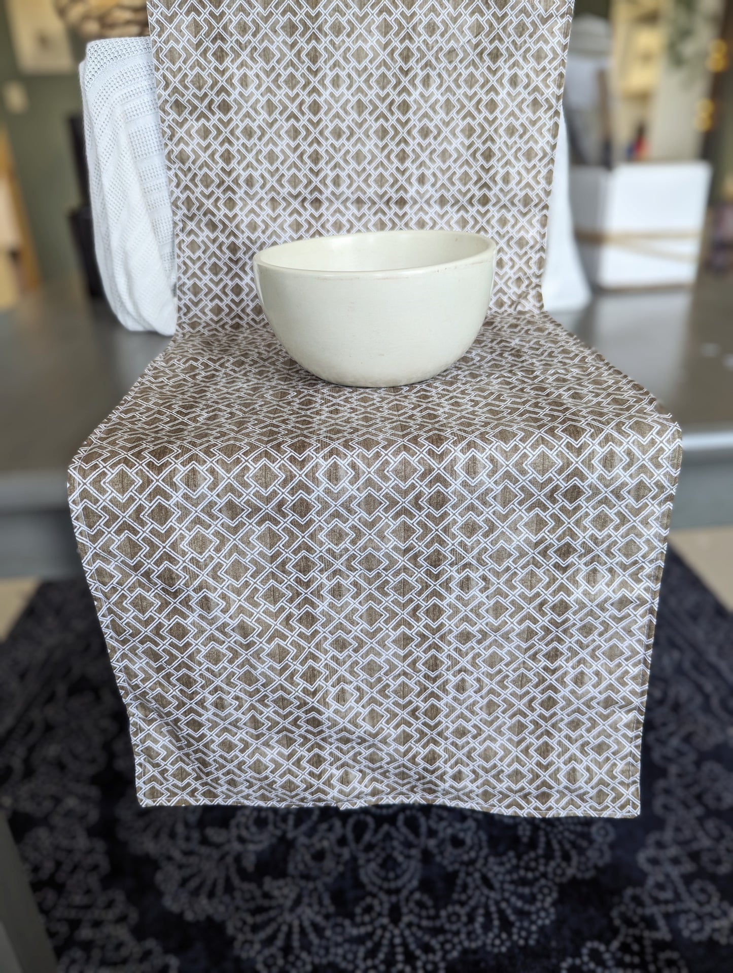 Brown Patterned Table Runner