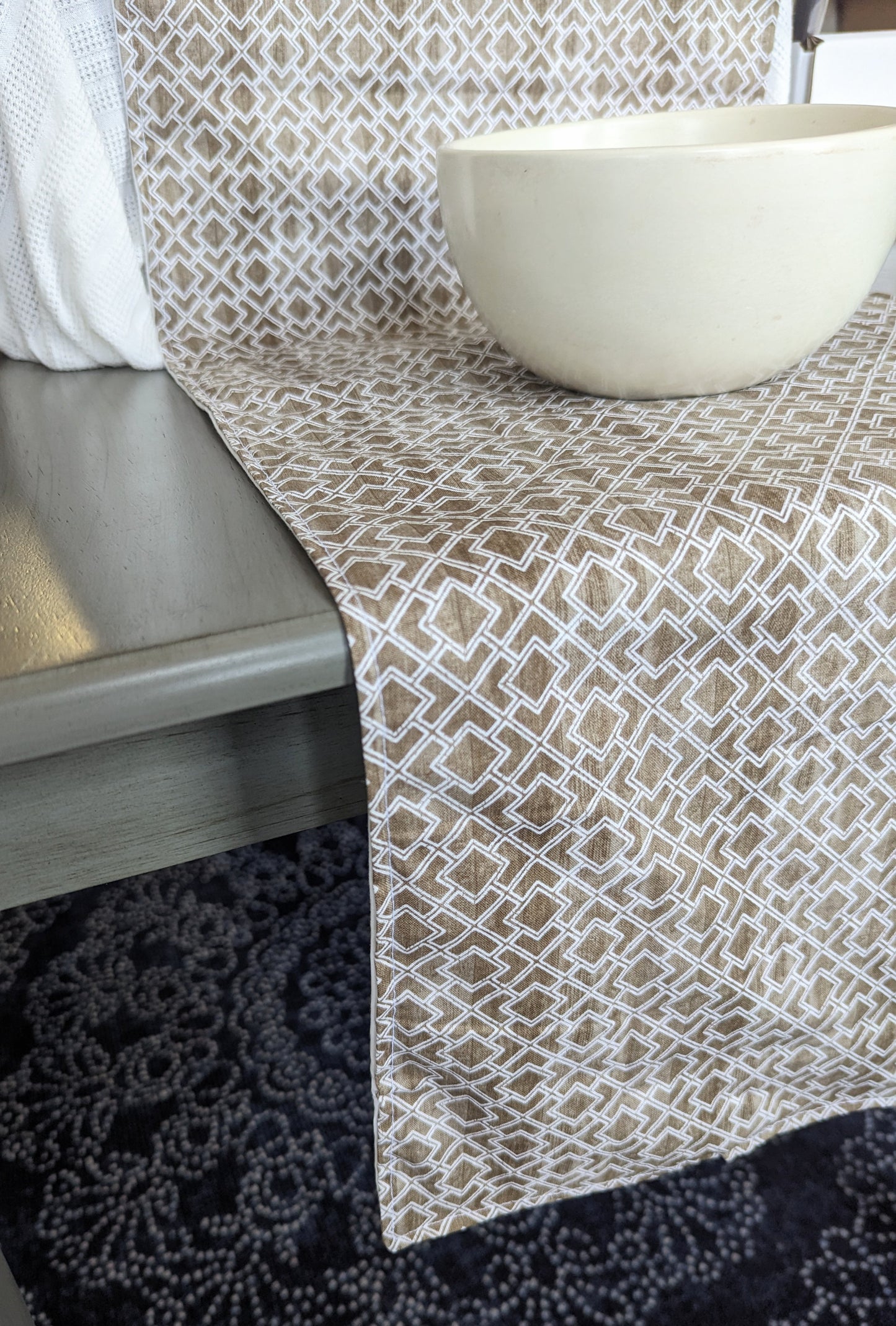 Brown Patterned Table Runner