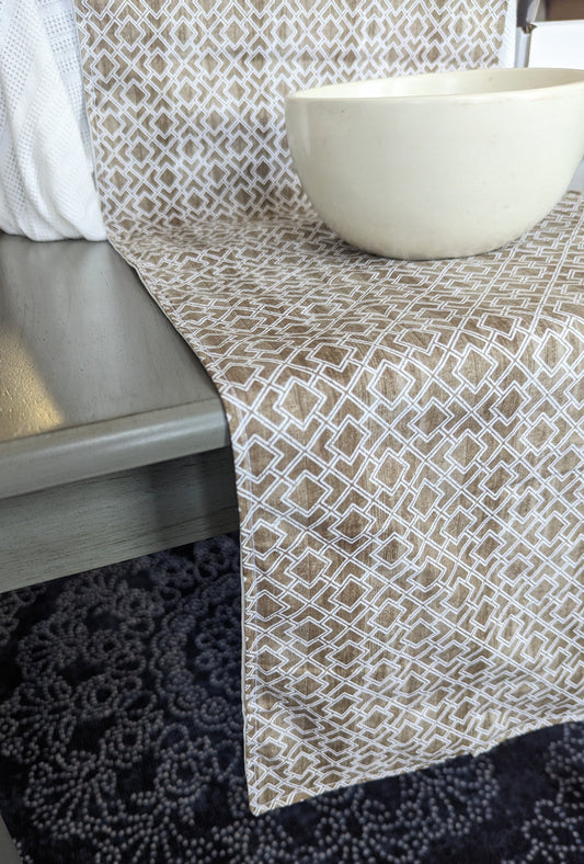 Brown Patterned Table Runner