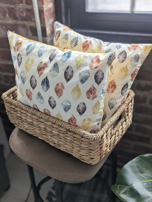 colorful falling leaf throw pillow front