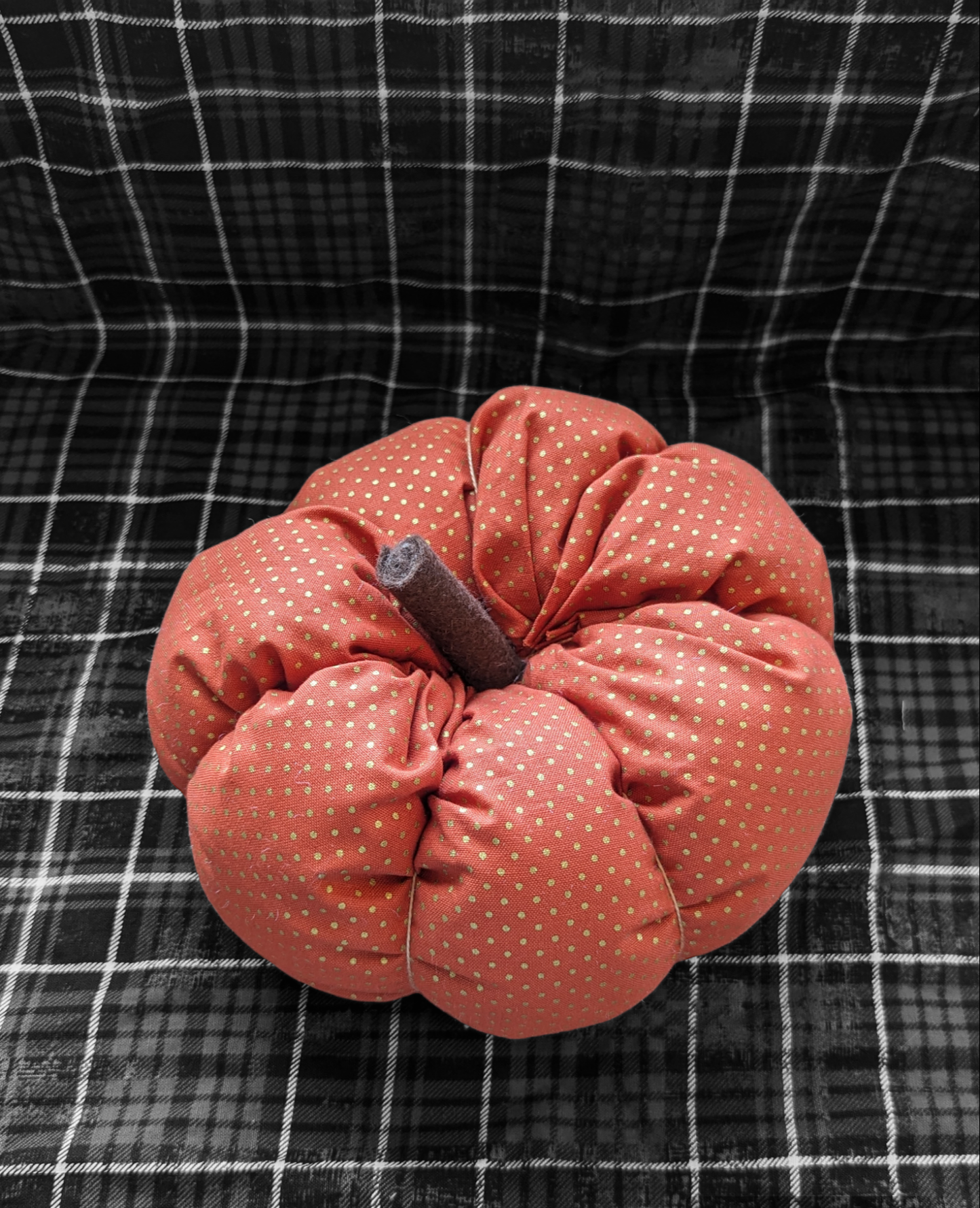 Orange handmade fabric pumpkin decor