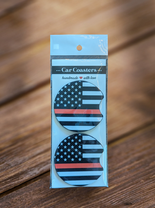 Red Line Flag Car Coaster