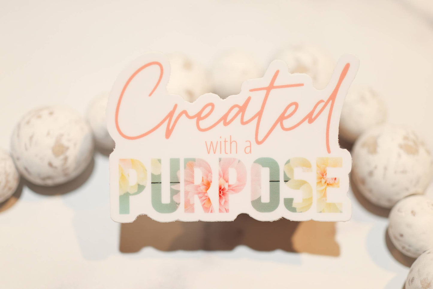 Created With A Purpose White, Vinyl Sticker
