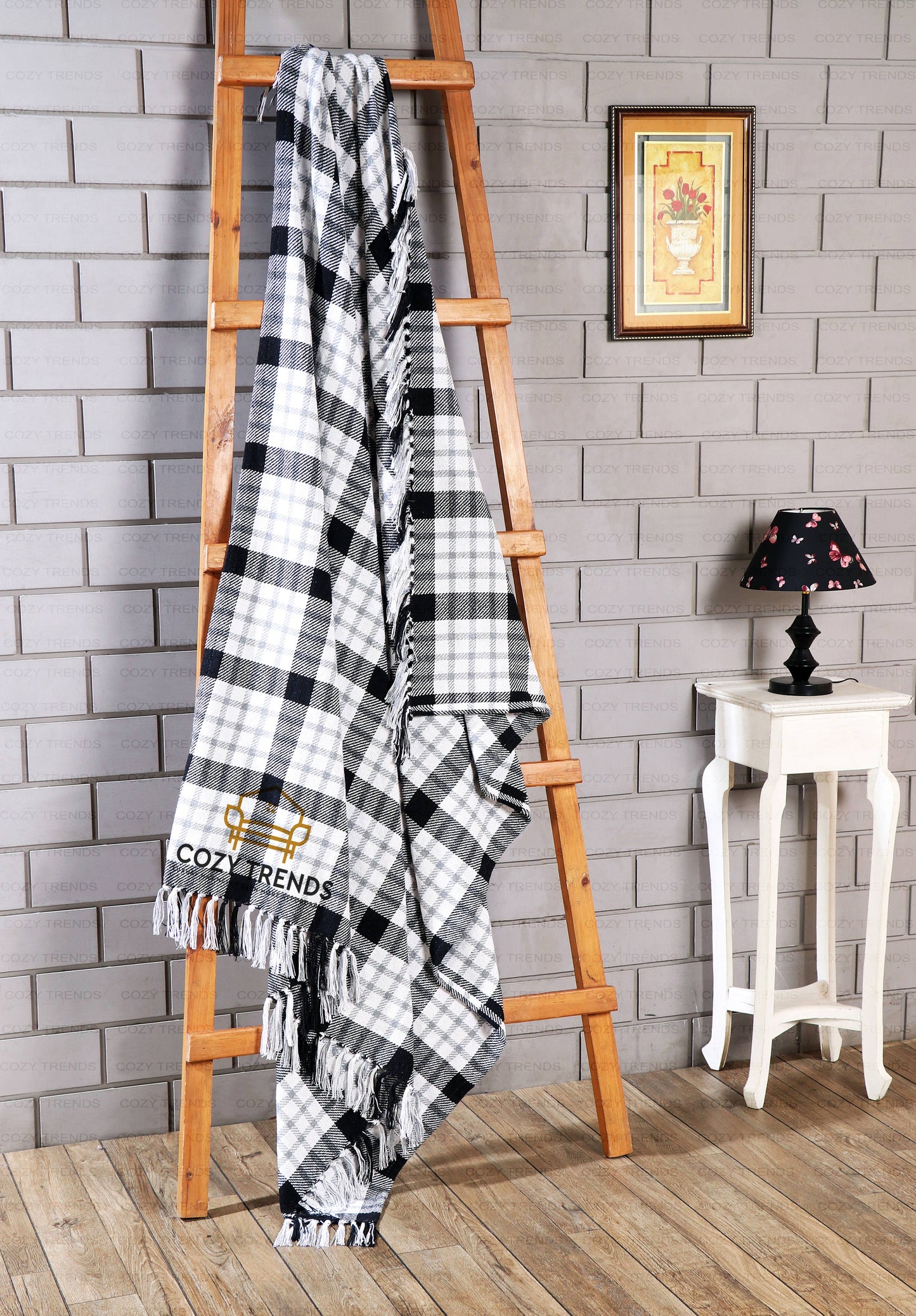 Hand Woven Cotton Buffalo Plaid Throw Blanket