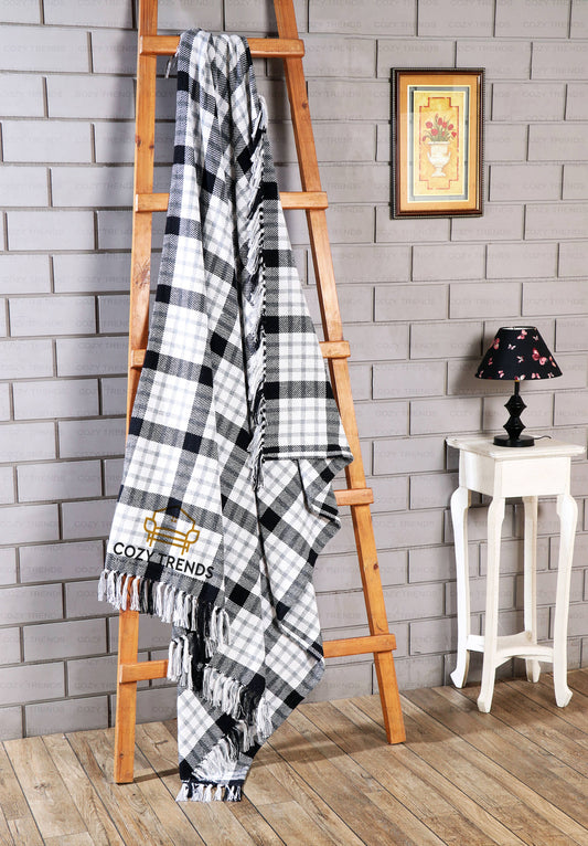 Hand Woven Cotton Buffalo Plaid Throw Blanket
