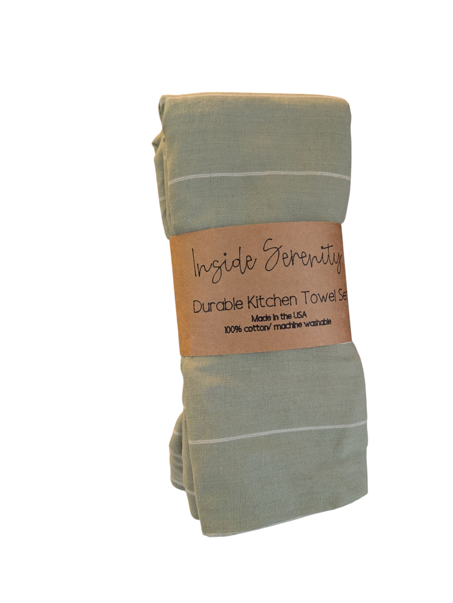 Green Stripe Kitchen Towel Set