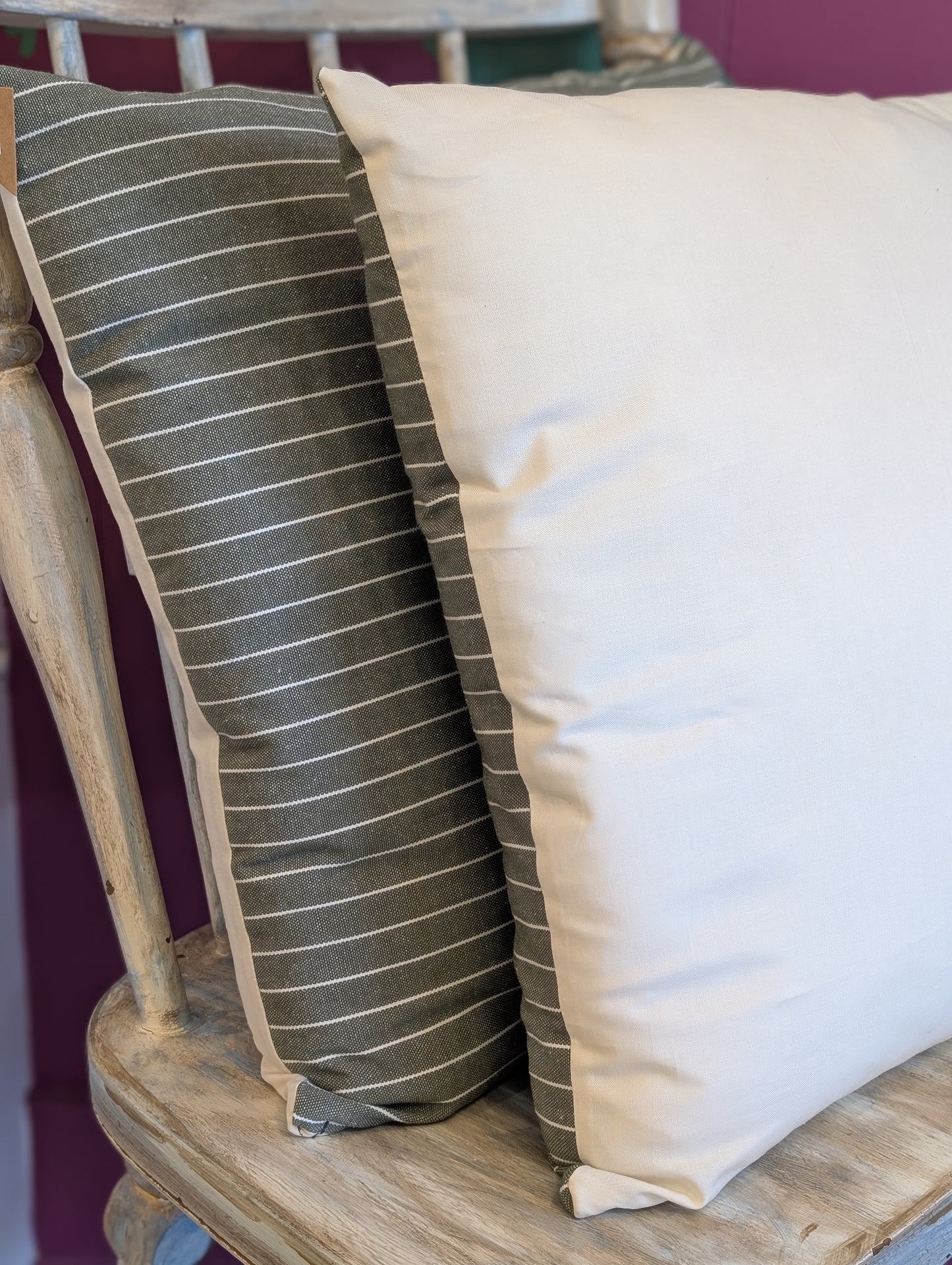 Green Striped Pillow