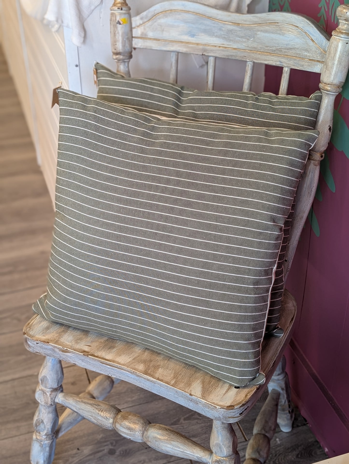 Green Striped Pillow