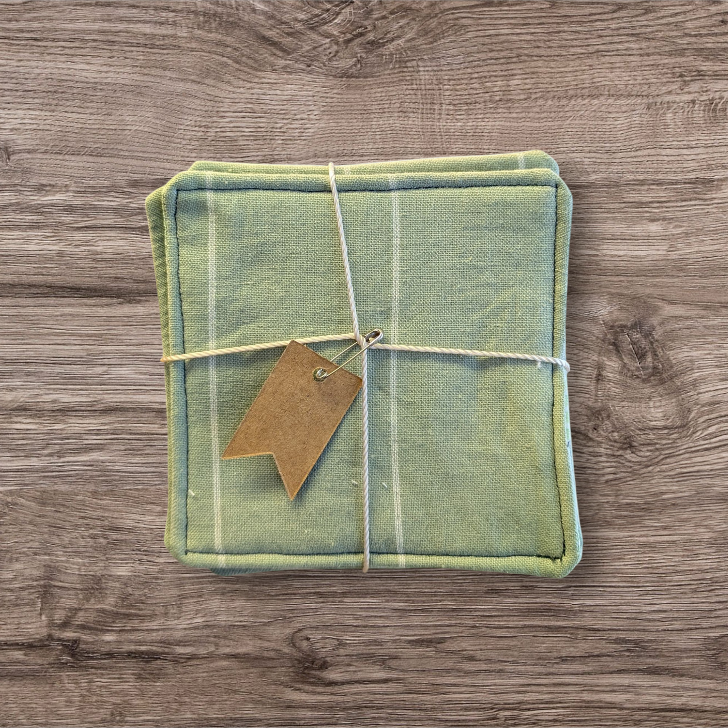 Green Stripe Cloth Coasters