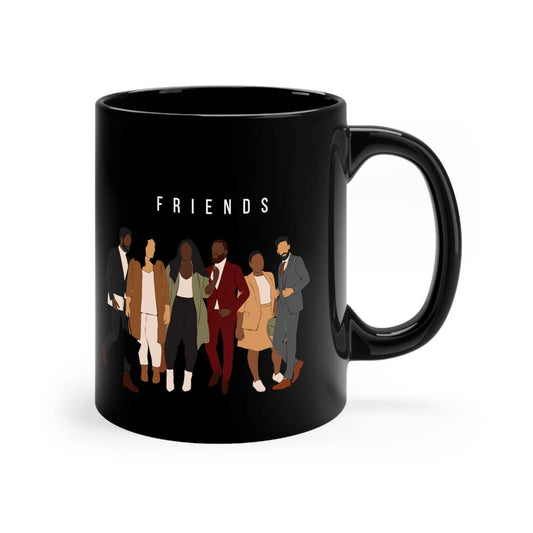 Black base mug with African American friends.