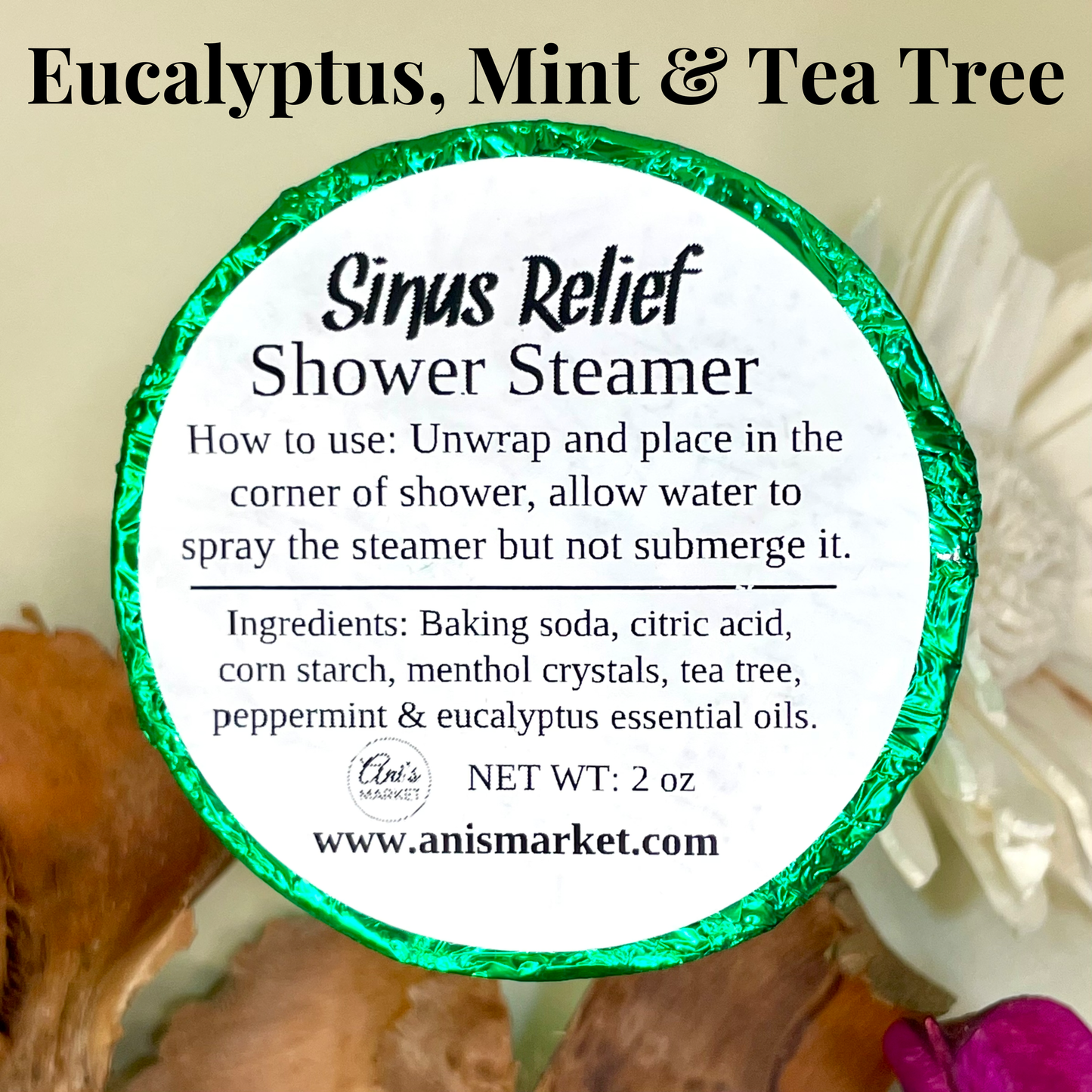 sinus relief shower steamer packaged