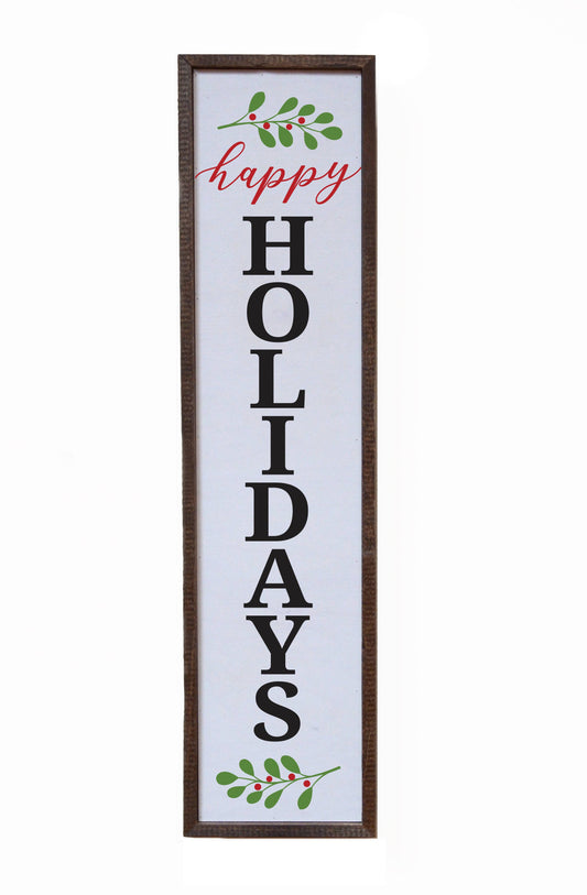 Tall Happy Holidays wood sign