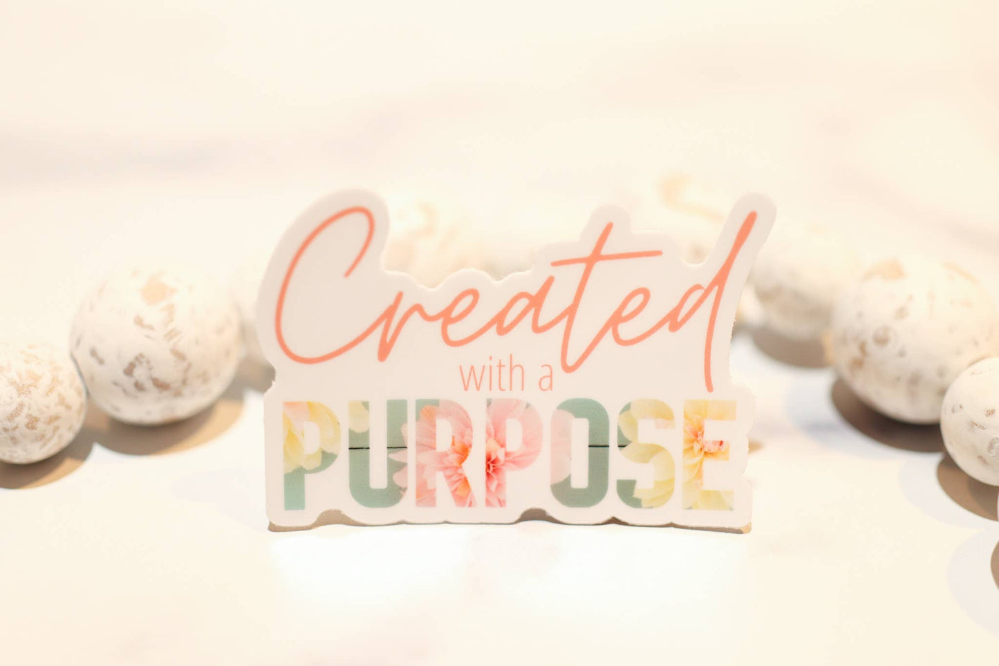 Created With A Purpose White, Vinyl Sticker