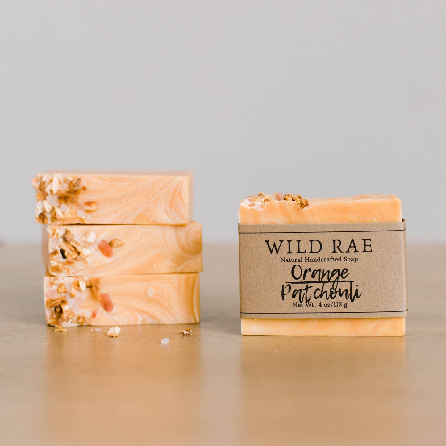 Orange Patchouli handmade bar soap- front.