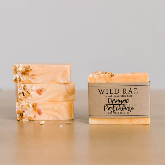 Orange Patchouli handmade bar soap- front.