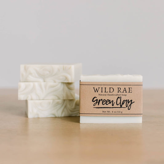 light green bar of green clay soap